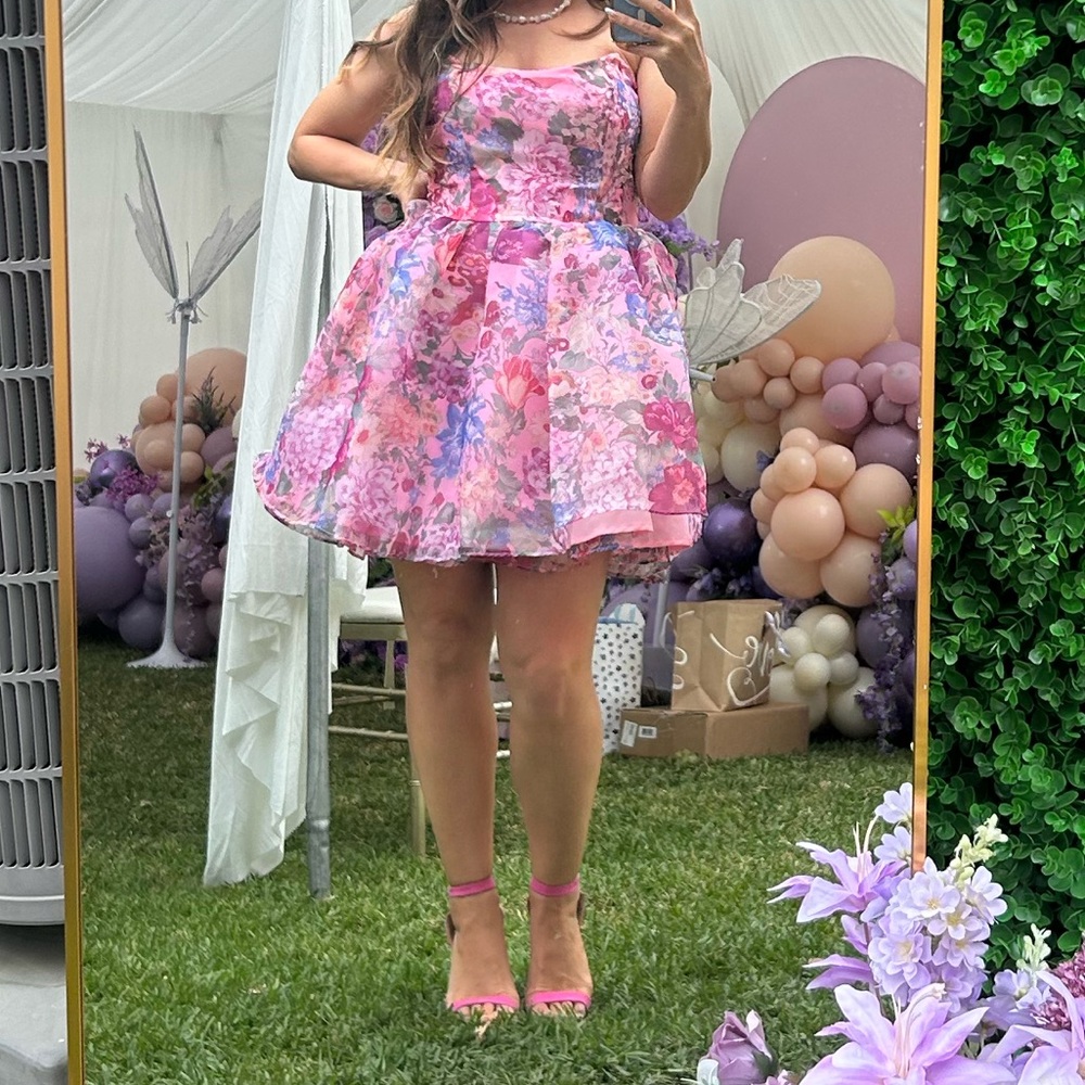 Fashion Nova Pink and Purple Fit and Flare Mini Dress